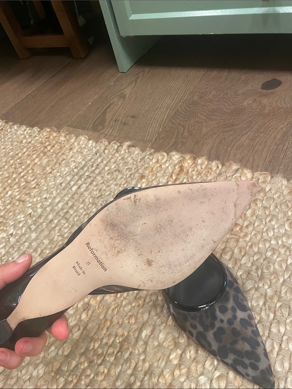 Reformation Leopard Mesh Pointed-Toe Mules in Black and Brown - Picture 5 of 8